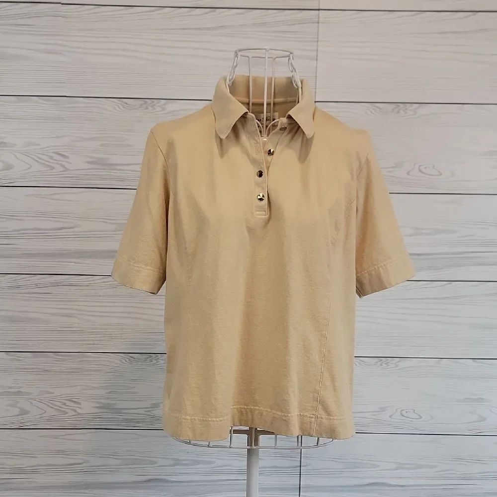 Sport Haley Tan Polo Shirt Collared Performance Activewear Womens Size L
